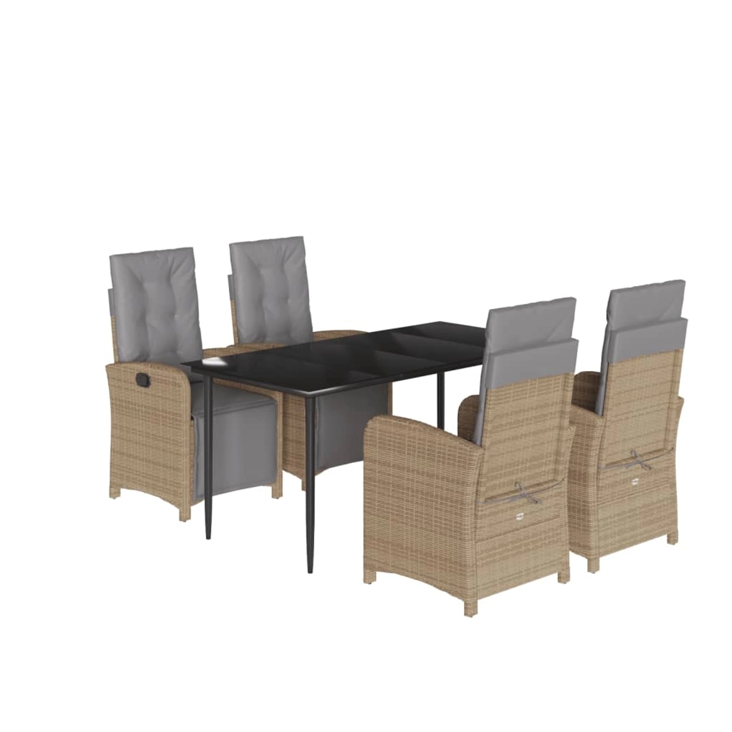 vidaXL 5-Tlg Garten-Essgruppe mit Kissen Beige Poly Rattan 3212587 günstig online kaufen