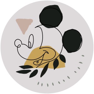 Disney Mickey Mouse Wandtattoo, rund, selbstklebend, grau, gelb, rosa, Ø 128 cm.