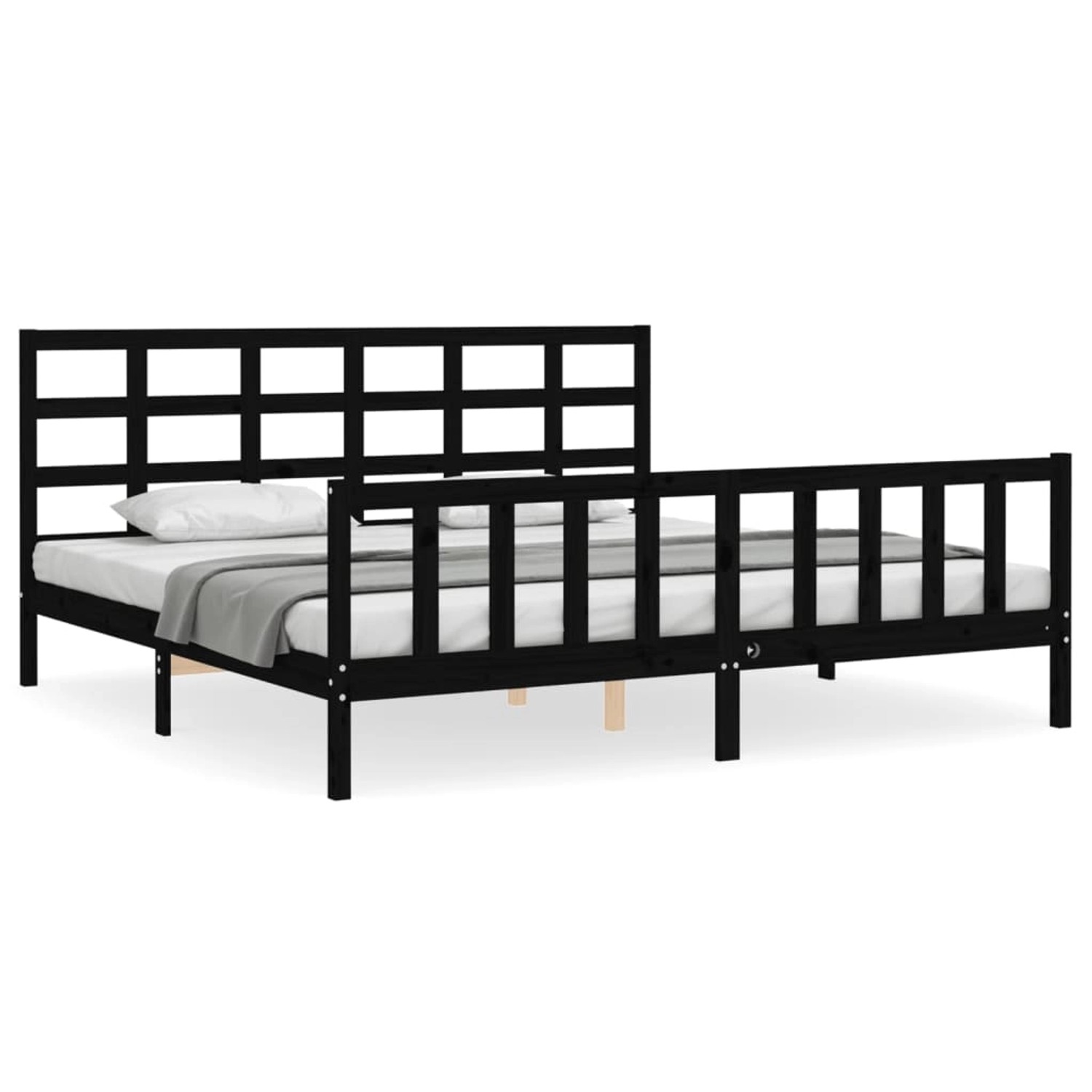 vidaXL Massivholzbett mit Kopfteil Schwarz 200x200 cm 3192125 günstig online kaufen