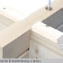 Detailaufnahme der Eckverbindung des Skan Holz Gartenhauses Holmestrand aus naturbelassenem Holz.