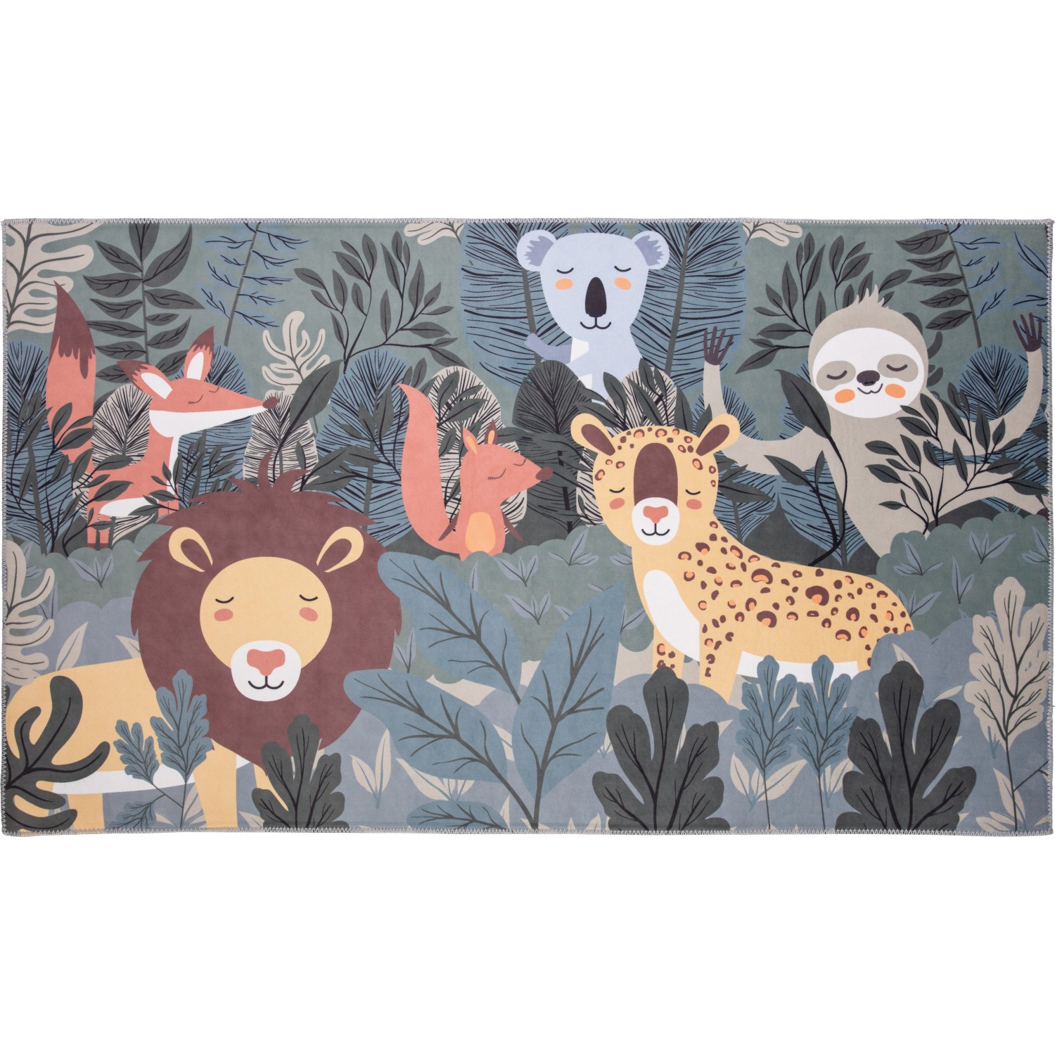 Kinder-Teppich Safari Adventure Bunter Tierprint 80 cm x 140 cm