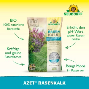 Neudorff Azet Rasenkalk 20 kg Sack: Rasenkalk zur pH-Wert Regulierung und Förderung des Rasenwachstums.