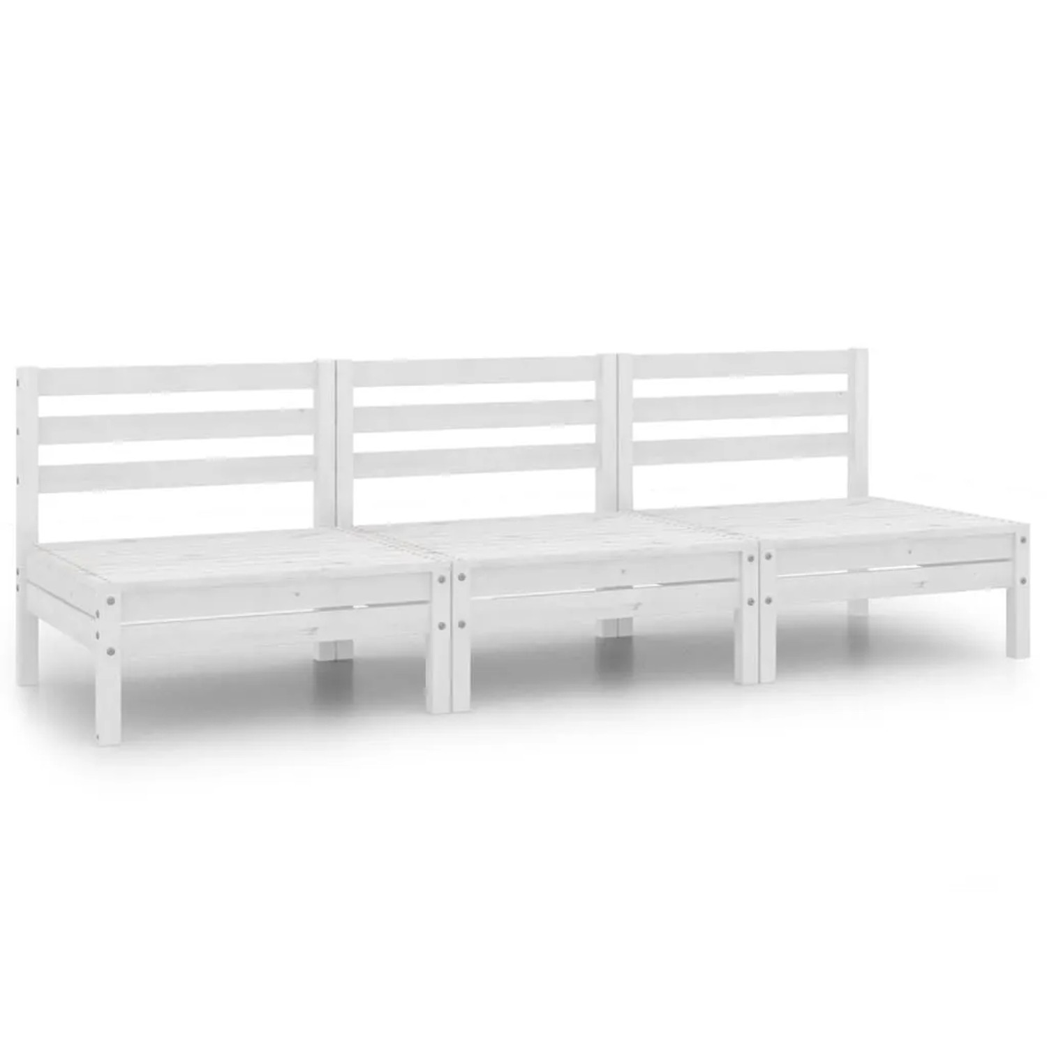 vidaXL 3-Tlg Garten-Lounge-Set Weiß Kiefer Massivholz 3082443