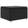 Schwarzer vidaXL Fußhocker aus Rattan mit Kissen, Teil des Garten Lounge Sets.