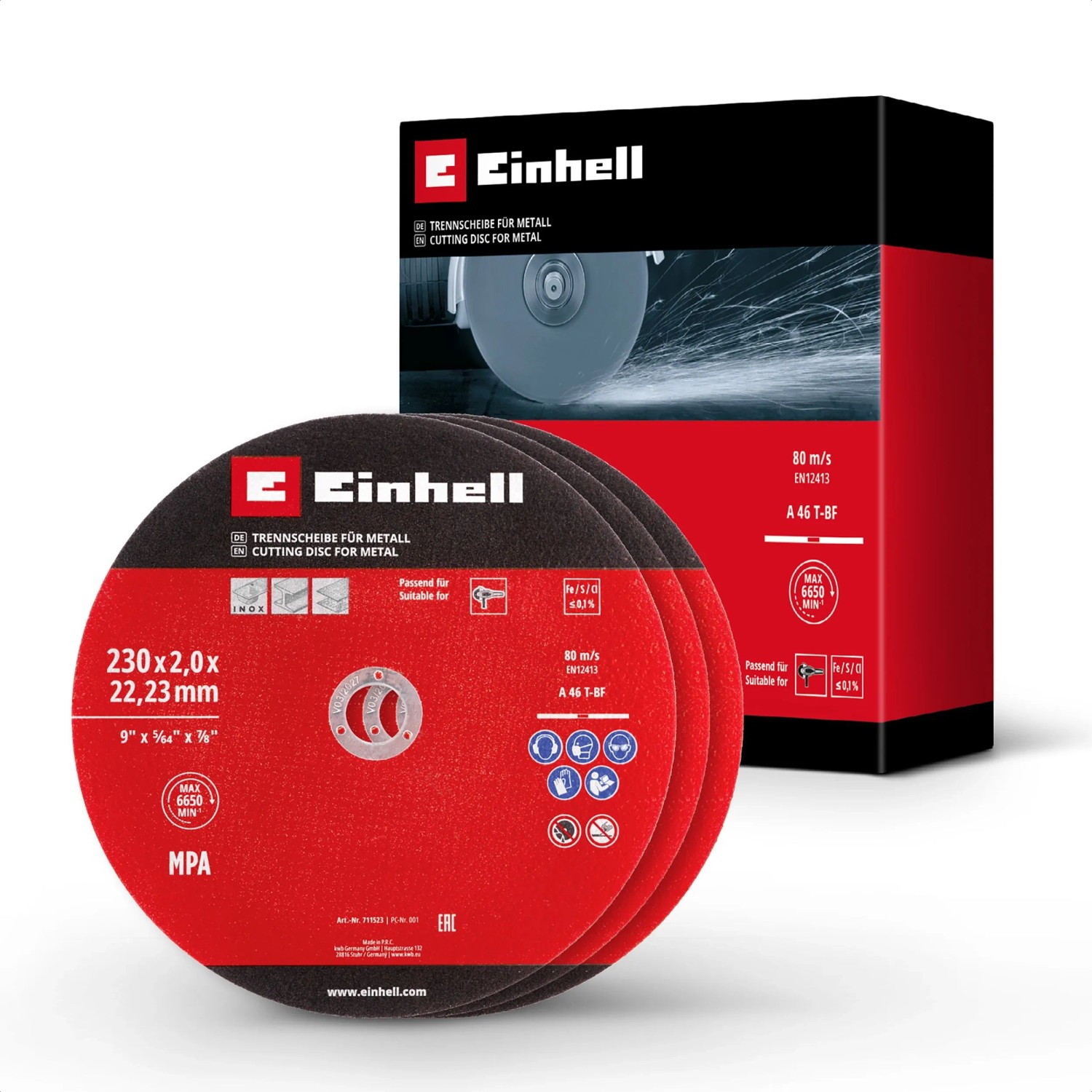 Einhell Gewebetrennscheiben-Set für Metall Extra Dünn 3-teilig Ø 230 mm x 2 mm
