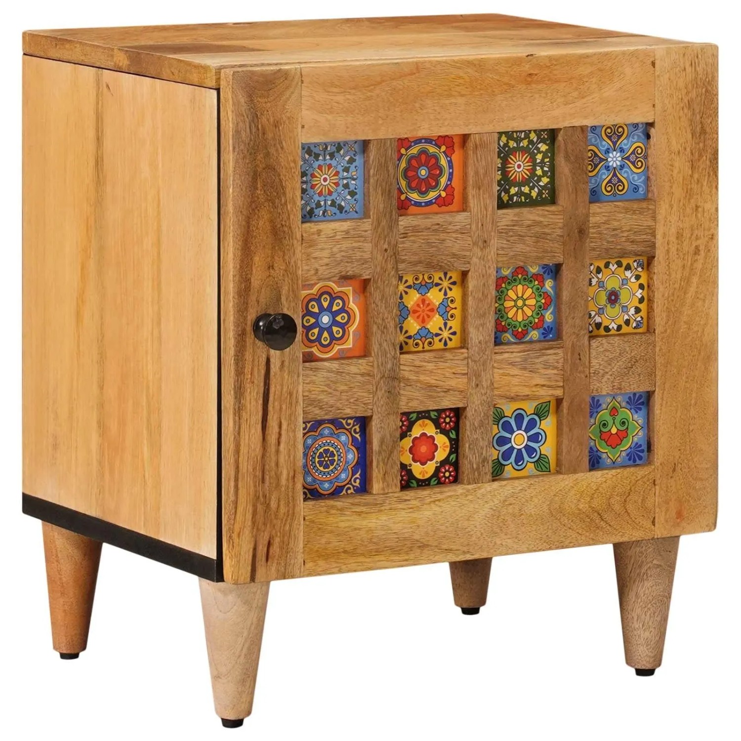 vidaXL Nachttisch Natur 40 x 33,5 x 46 cm Massivholz Mango 4018256