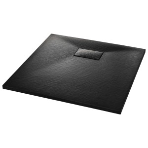 Schwarze, quadratische vidaXL Duschwanne 80x80 cm aus SMC mit Steinoptik.