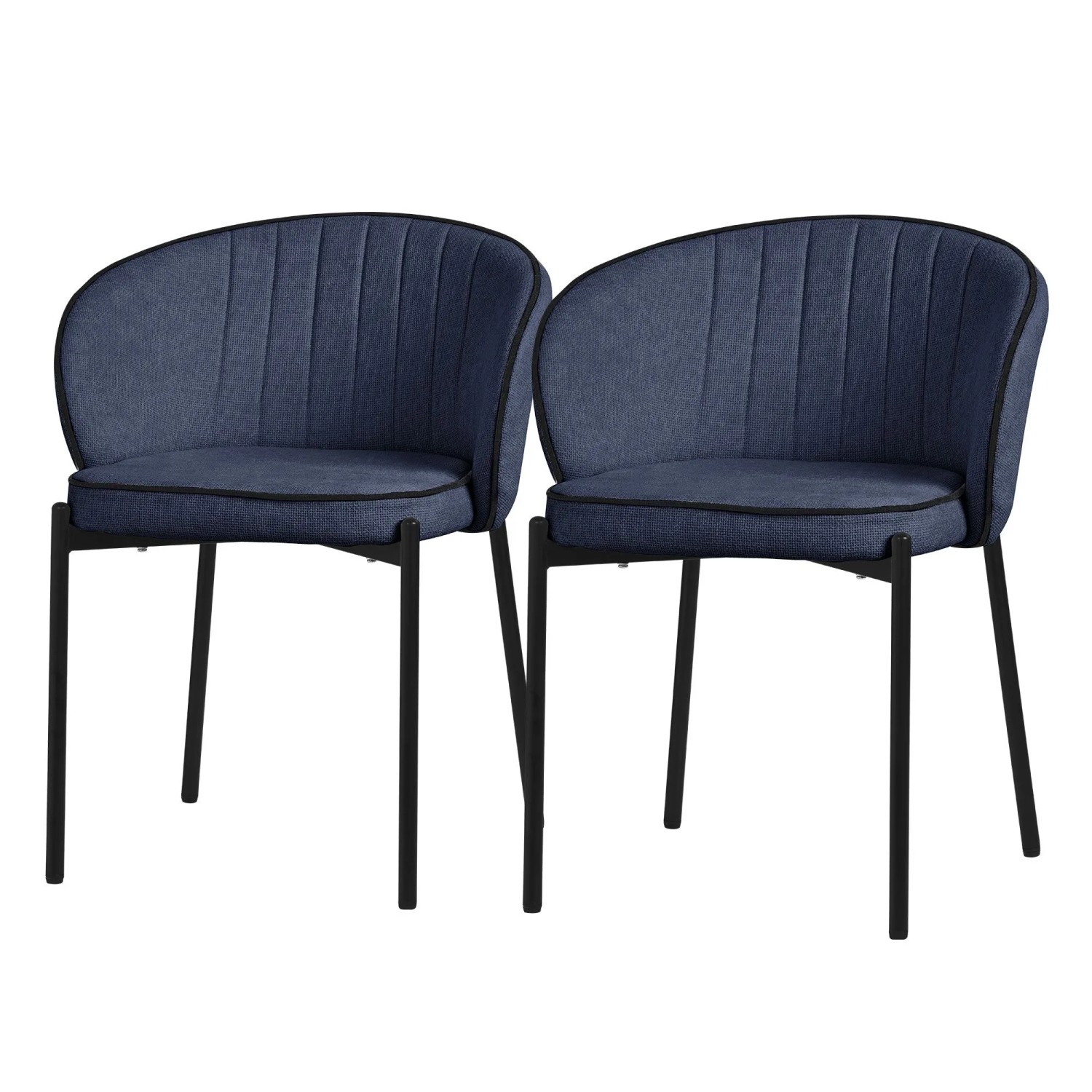 ML-Design Esszimmerstühle 2Er Set Dunkelblau mit Stoffbezug