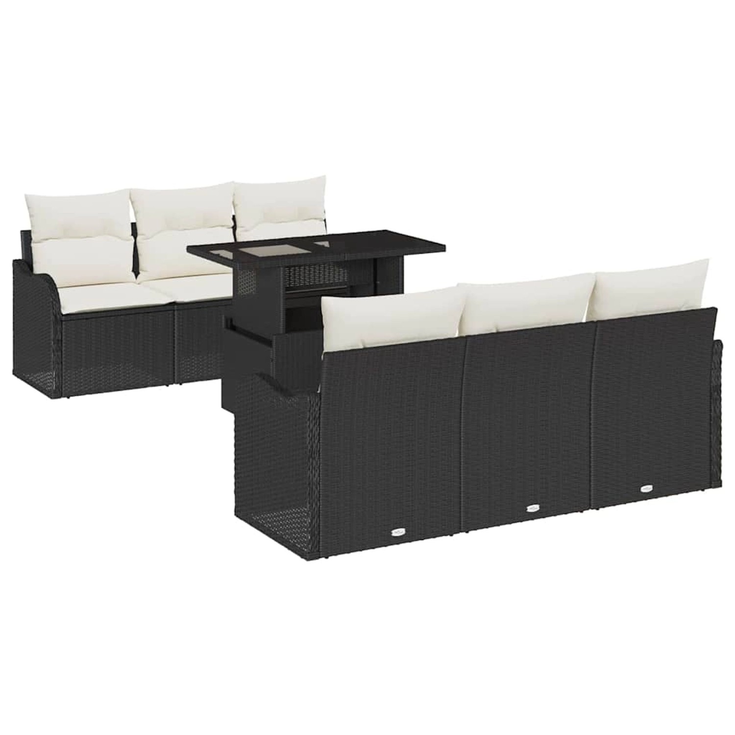 vidaXL Garten-Sofa-Set mit Kissen 7-Tlg Schwarz Poly Rattan 3348383 günstig online kaufen