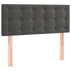 Dunkelgraues Boxspringbett Kopfteil aus Samt mit Knöpfen, Teil des vidaXL Betten Sets.