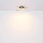 Moderne LED Deckenleuchte Evita, 43 cm, schwarz/Holzoptik, warmweißes Licht.