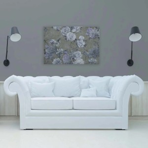 Wandbild Rosen im Vintage-Stil, Leinwandbild mit Blumen in Grau, 120x80 cm, Dekoration für Wohnzimmer.