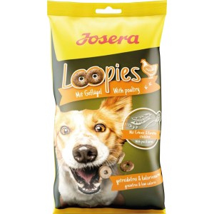 Josera Loopies Hundesnack mit Geflügel, getreidefreie Hundekekse im 150g Beutel.