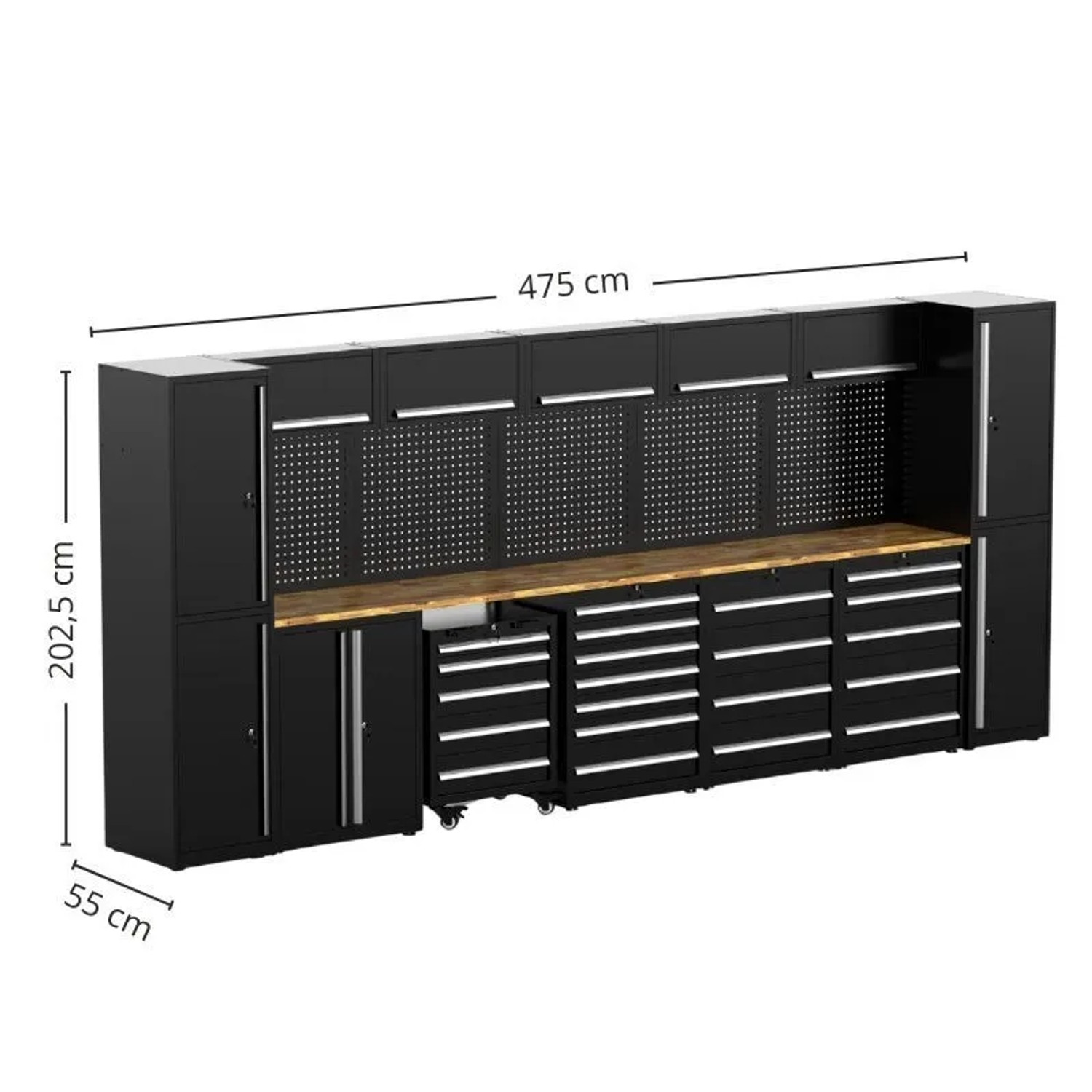 Galaflor Werkzeugschrank mit Arbeitsplatte 202,5x475x55 cm Werkzeugwand_3