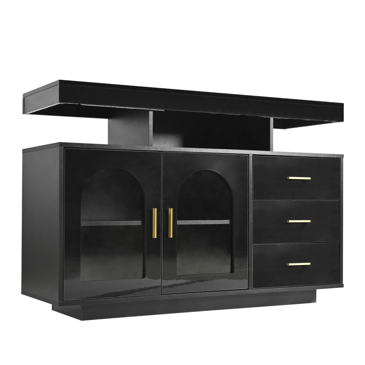 okwish Sideboard mit LED Beleuchtung 16 Farben Esszimmer 120x40x80cm Schwarz