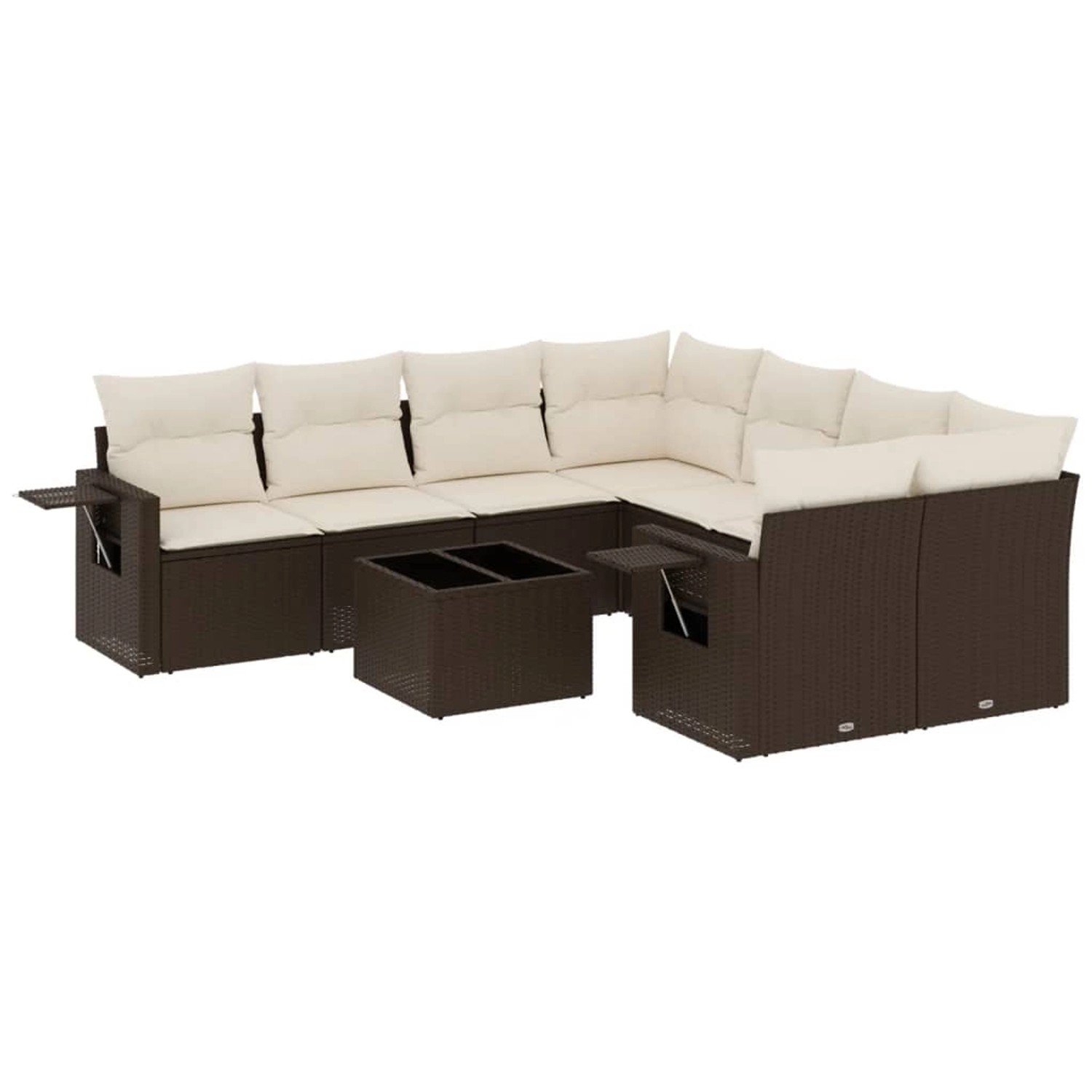 vidaXL 9-Tlg Garten-Sofagarnitur mit Kissen Braun Poly Rattan 3219962 günstig online kaufen
