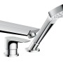 Hansgrohe Talis E 3-Loch Wannenrandarmatur mit Handbrause und Secuflex Schlauch in Chrom.