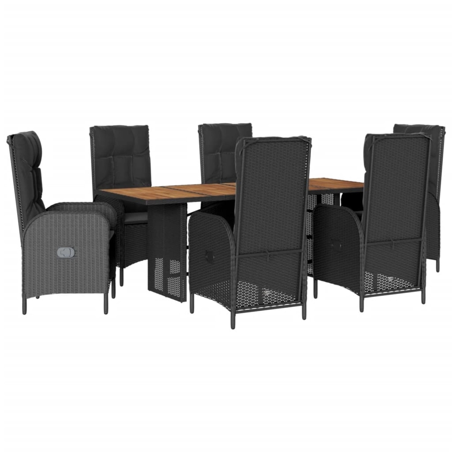 vidaXL 7-Tlg Garten-Essgruppe mit Kissen Schwarz Poly Rattan 3213514 günstig online kaufen