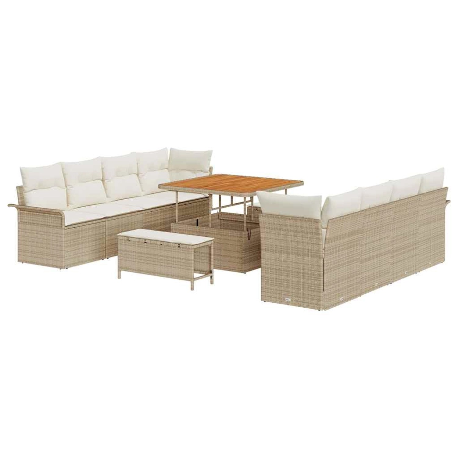 vidaXL Garten-Sofa-Set Höhenverstellbar 11-Tlg Beige Poly Rattan 3362116 günstig online kaufen