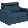 Vente-unique Schlafsessel Vizir blau aus Stoff, kompakt, mit verstellbarer Kopfstütze und Metallfüßen.