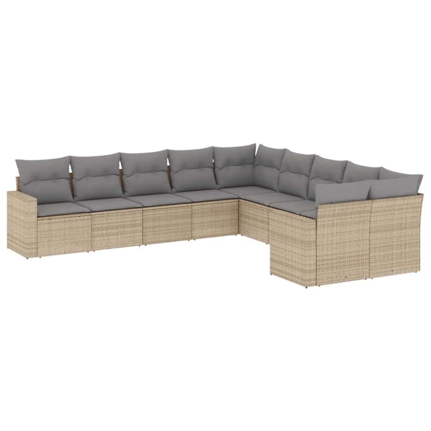 vidaXL 10-Tlg Garten-Sofagarnitur mit Kissen Beige Poly Rattan 3251846