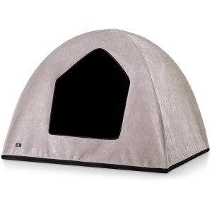 Beige Knuffelwuff Hundehöhle Yucatan Velours XL, 105x85x80cm. Gemütliches Hundekörbchen für kleine und mittelgroße Hunde.