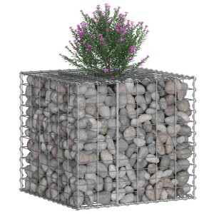vidaXL Gabionen Hochbeet Silber 60 x 60 x 55 cm Verzinkter Stahl 42033320