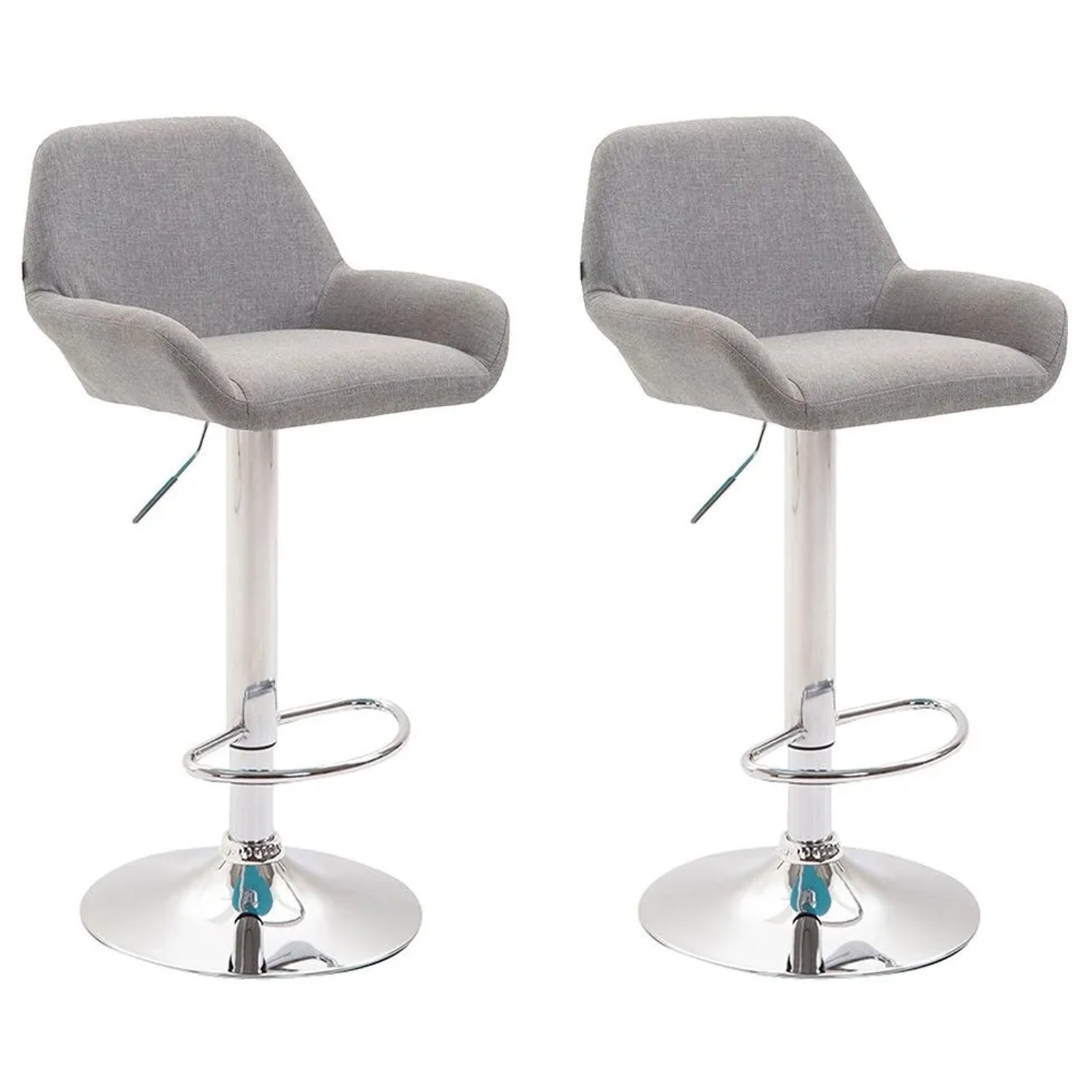 CLP 2er Set Barhocker Braga Stoff Grau/Chrom