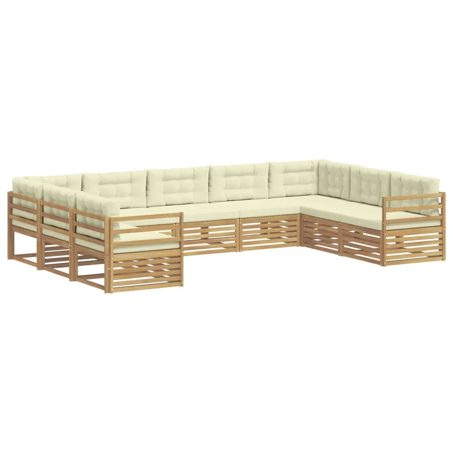 vidaXL Outdoor-Sofagarnitur 9 Stk Weiß und Creme 404 x 245,5 x 73 cm 3391135