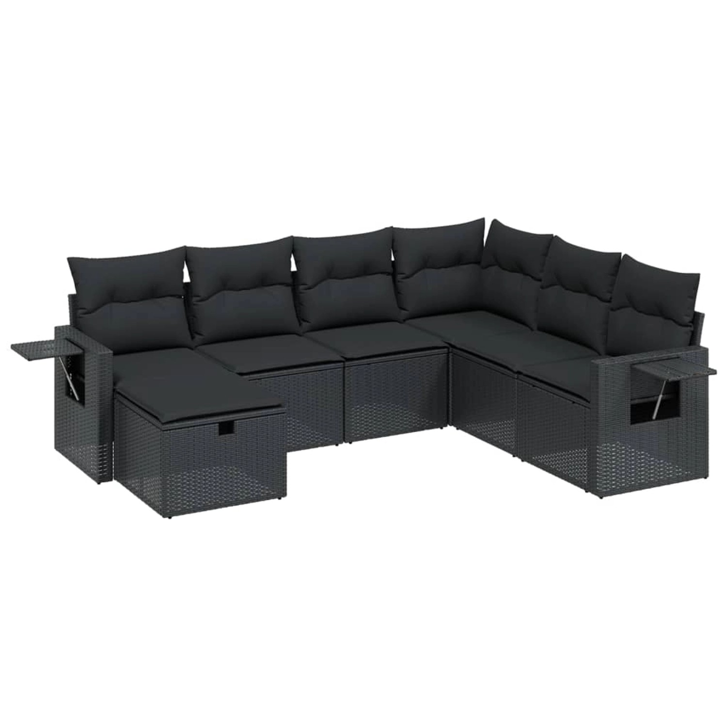 vidaXL 7-tlg Garten-Sofagarnitur mit Kissen Schwarz Poly Rattan Modell 205 günstig online kaufen