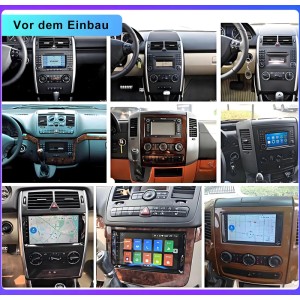 Junsun Autoradio GPS für Benz Viano Vito. Vergleich: Original-Radios und neues Navigationssystem mit Touchscreen im Armaturenbrett.