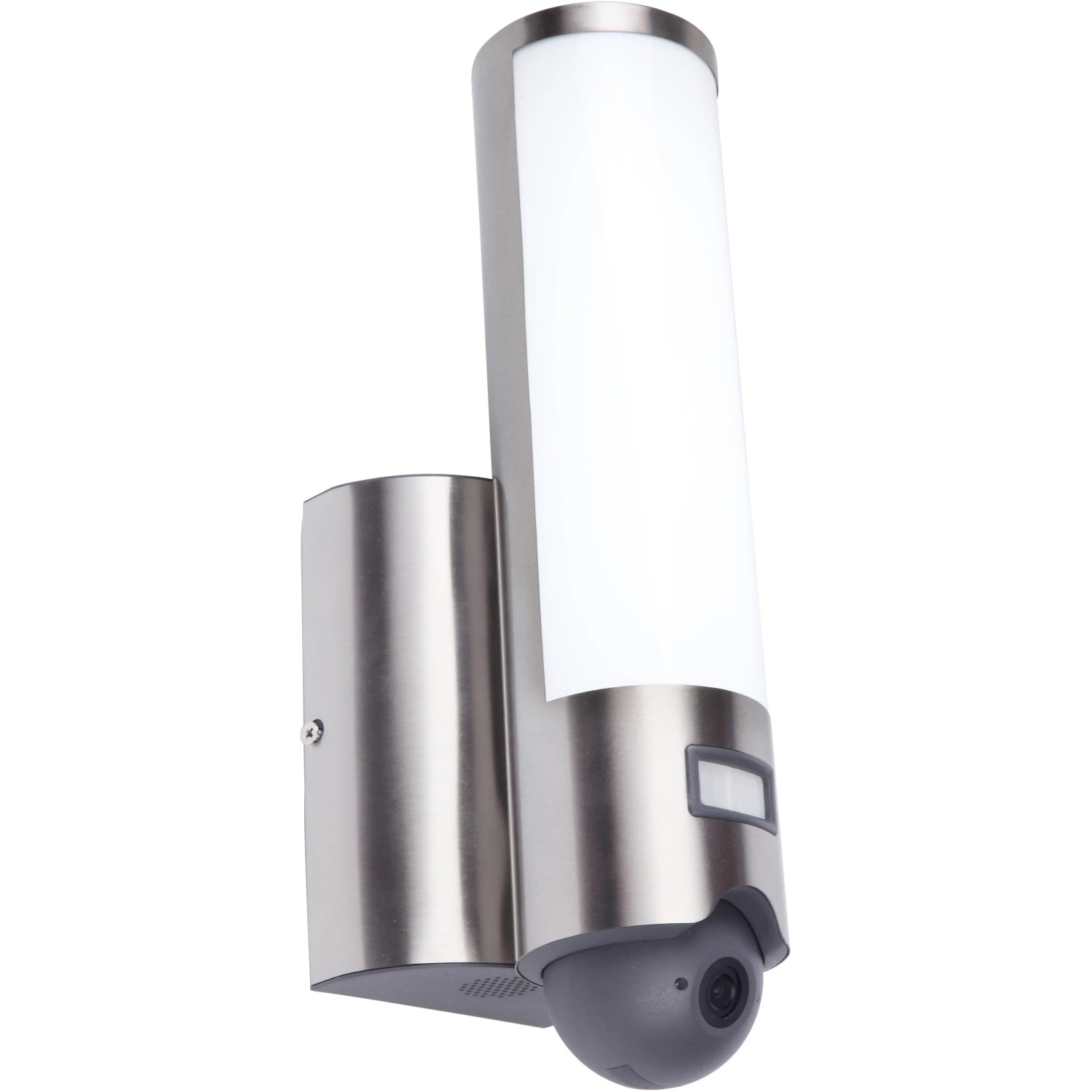 LUTEC LED-Kameraleuchte Elara Secury-Light aus Edelstahl mit integrierter Kamera und Bewegungsmelder.