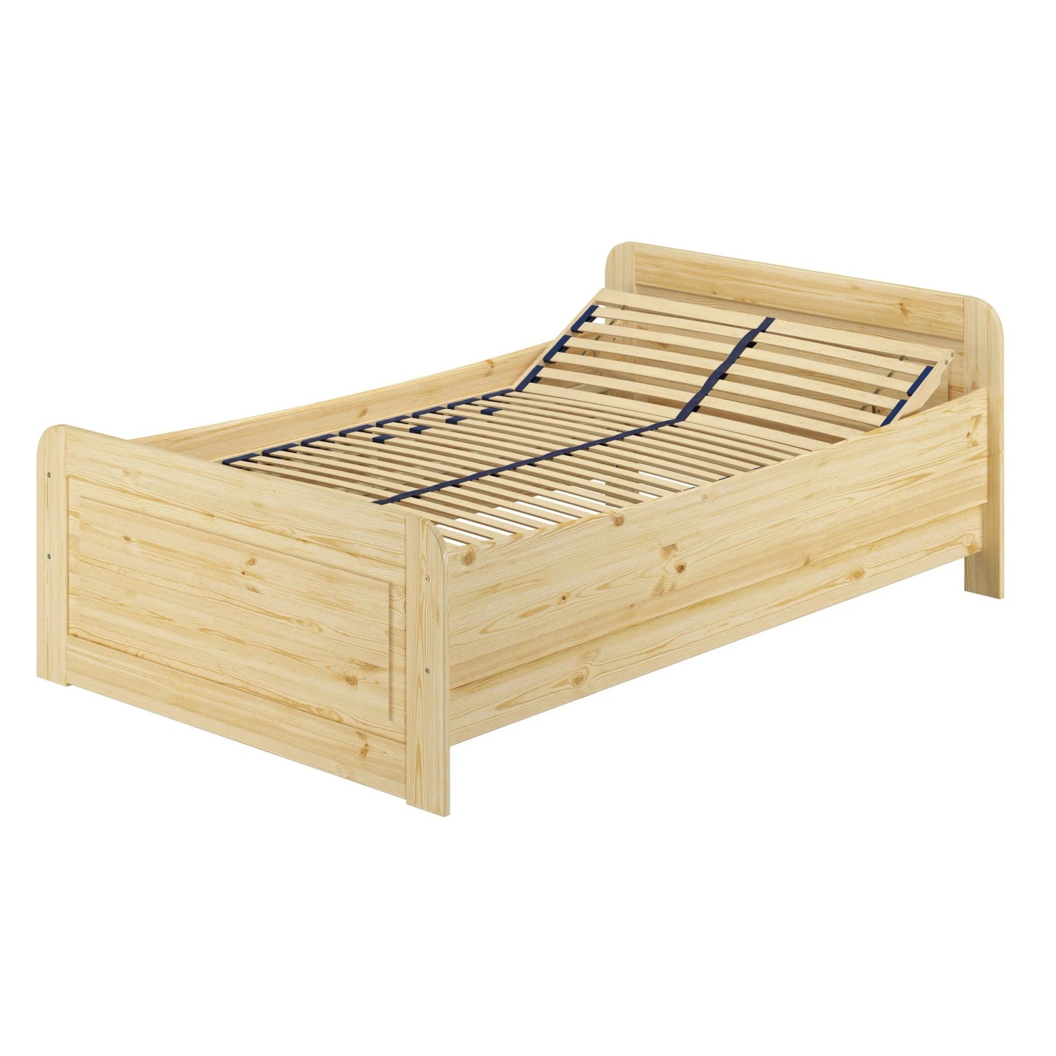 Erst-Holz Seniorenbett 120 x 220 Überlänge Kiefer Massiv Federholzrahmen Modell 42