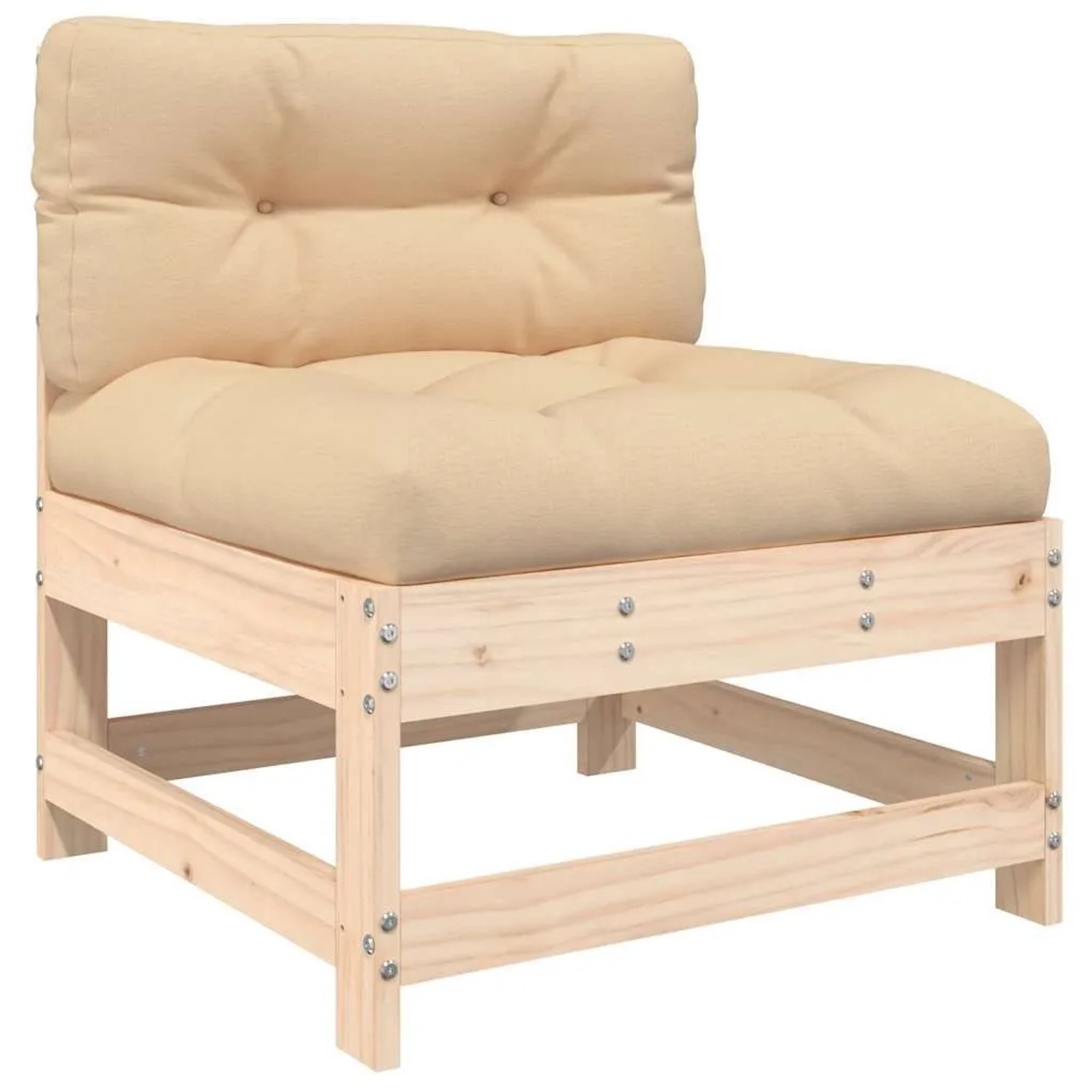 vidaXL Mittelsofa mit Kissen Massivholz Kiefer 825548