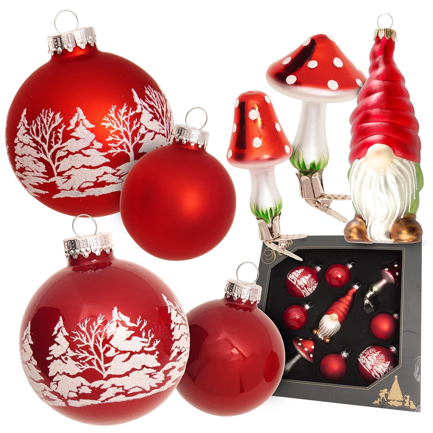 Krebs Glas Lauscha Baumschmuck Sortiment Skandinavien Rot 10cm