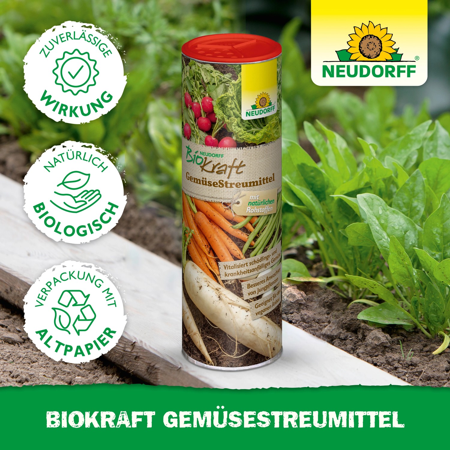 Neudorff BioKraft Gemüsestreumittel 500g zur Pflanzenstärkung gegen Bodenschädlinge.
