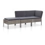 Graues 3-tlg. vidaXL Garten-Lounge-Set aus Rattan mit anthrazitfarbenen Auflagen.