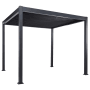 Schwarze Beliani Gartenpergola 310x310x250 mit Lamellendach für Terrasse & Garten.