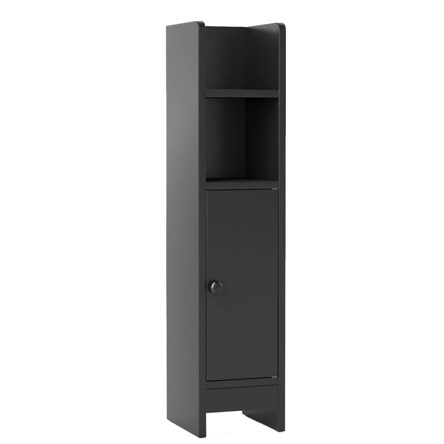Costway Toilettenschrank Badschrank Schmal mit 2 Abnehmbaren Ablagen Schwarz