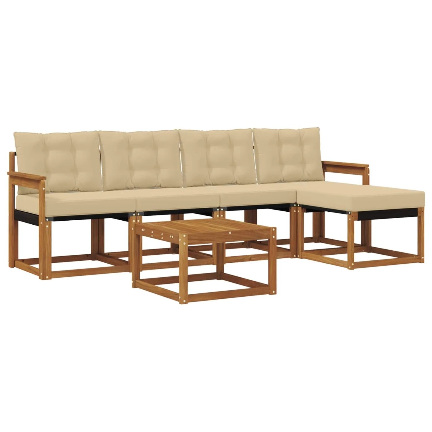 vidaXL Outdoor-Sofagarnitur mit Kissen 6-Tlg Natur und Beige 3368588
