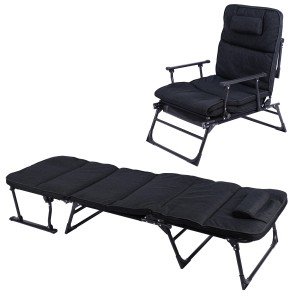 Mojawo 2in1 Gartenliege/Relaxsessel, schwarz, mit Polster und Kopfkissen. Camping & Gartenmöbel.