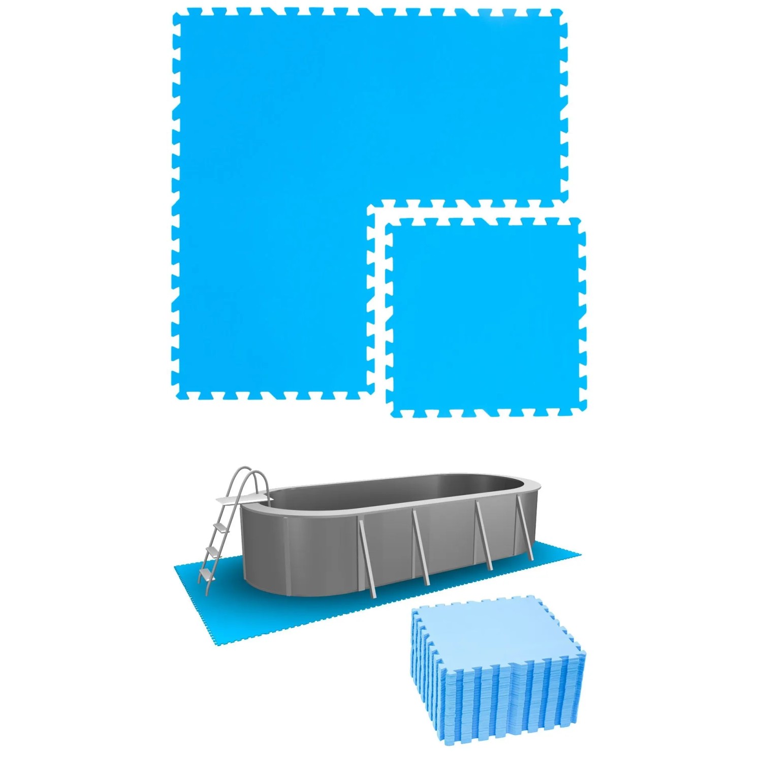 eyepower Poolunterlage 50 x 50 cm 28er Set Blau