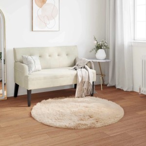 vidaXL Kunstschaffell Teppich Tafalla Beige Ø 120 cm Polyester 42021493