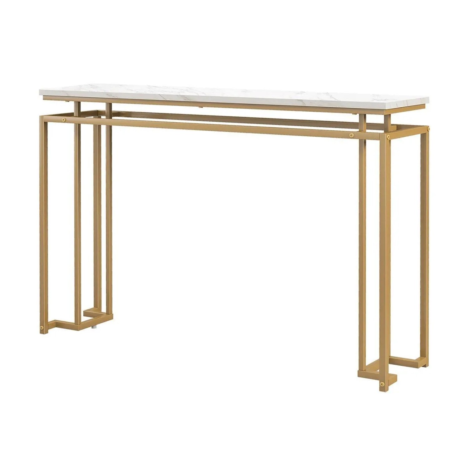 Costway Flurtisch Schmal Beistelltisch mit Metallrahmen Gold