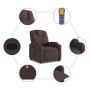 Dunkelbrauner vidaXL Massagesessel aus Stoff mit Getränkehalter und Fernbedienung.