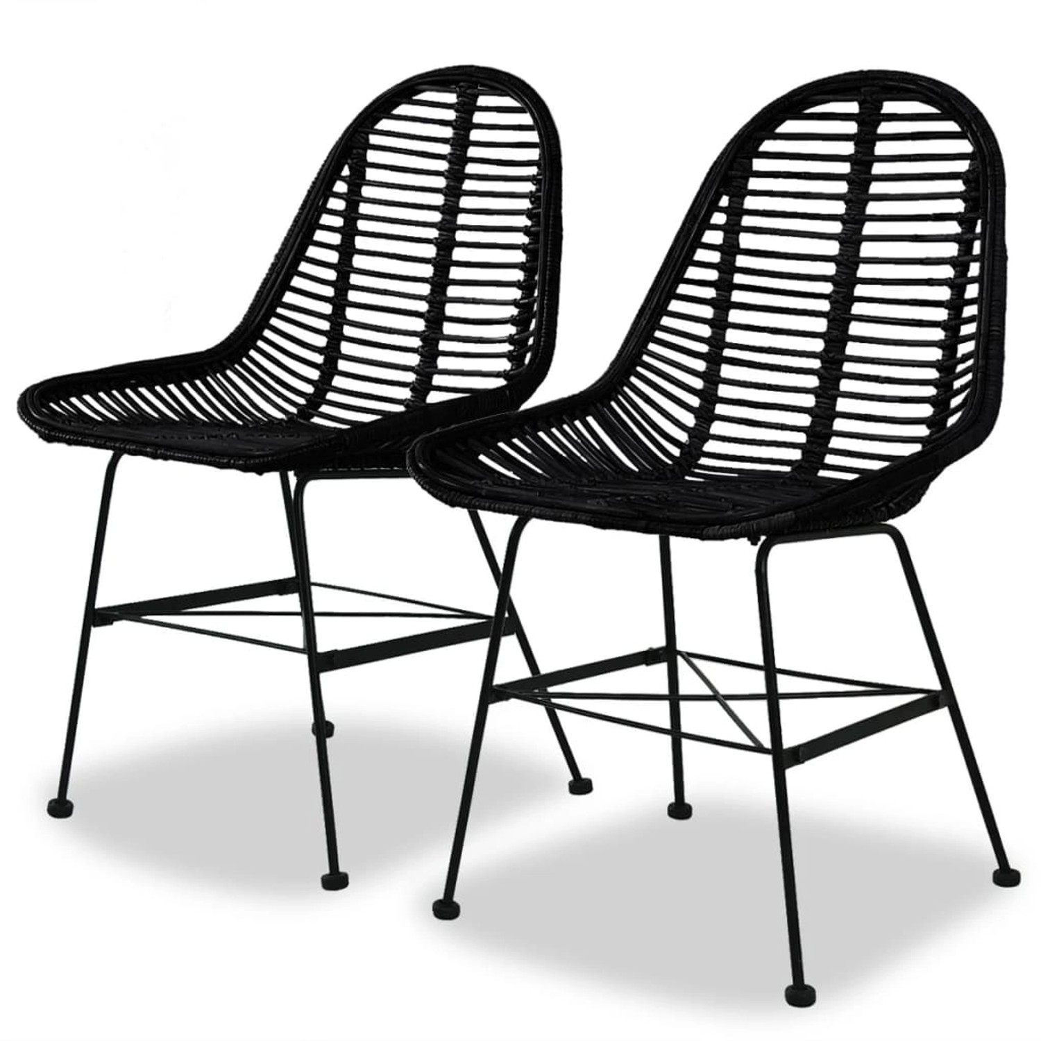 vidaXL Esszimmerstühle 2 Stk Natur Rattan Schwarz 244571 günstig online kaufen