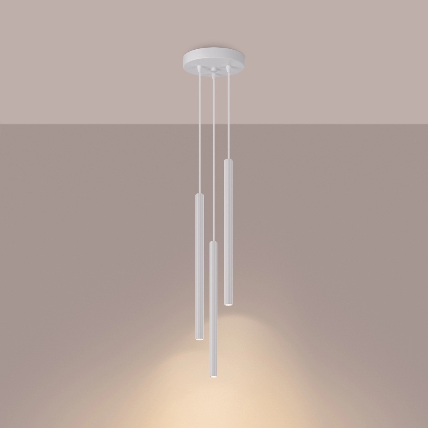 Weiße Sollux Lighting Arche 3P Pendelleuchte aus Stahl, modernes Design für Lampen & Leuchten.