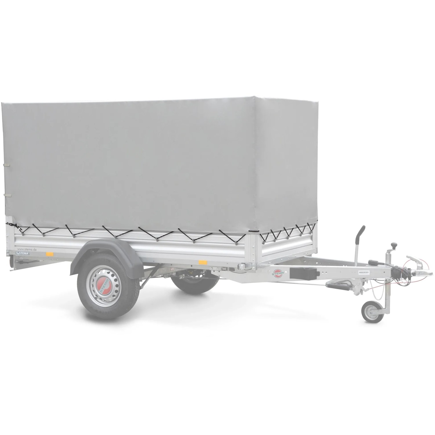 Stema Anhänger Alu 850 mit Hochplane, gebremst, für Auto & Transport.