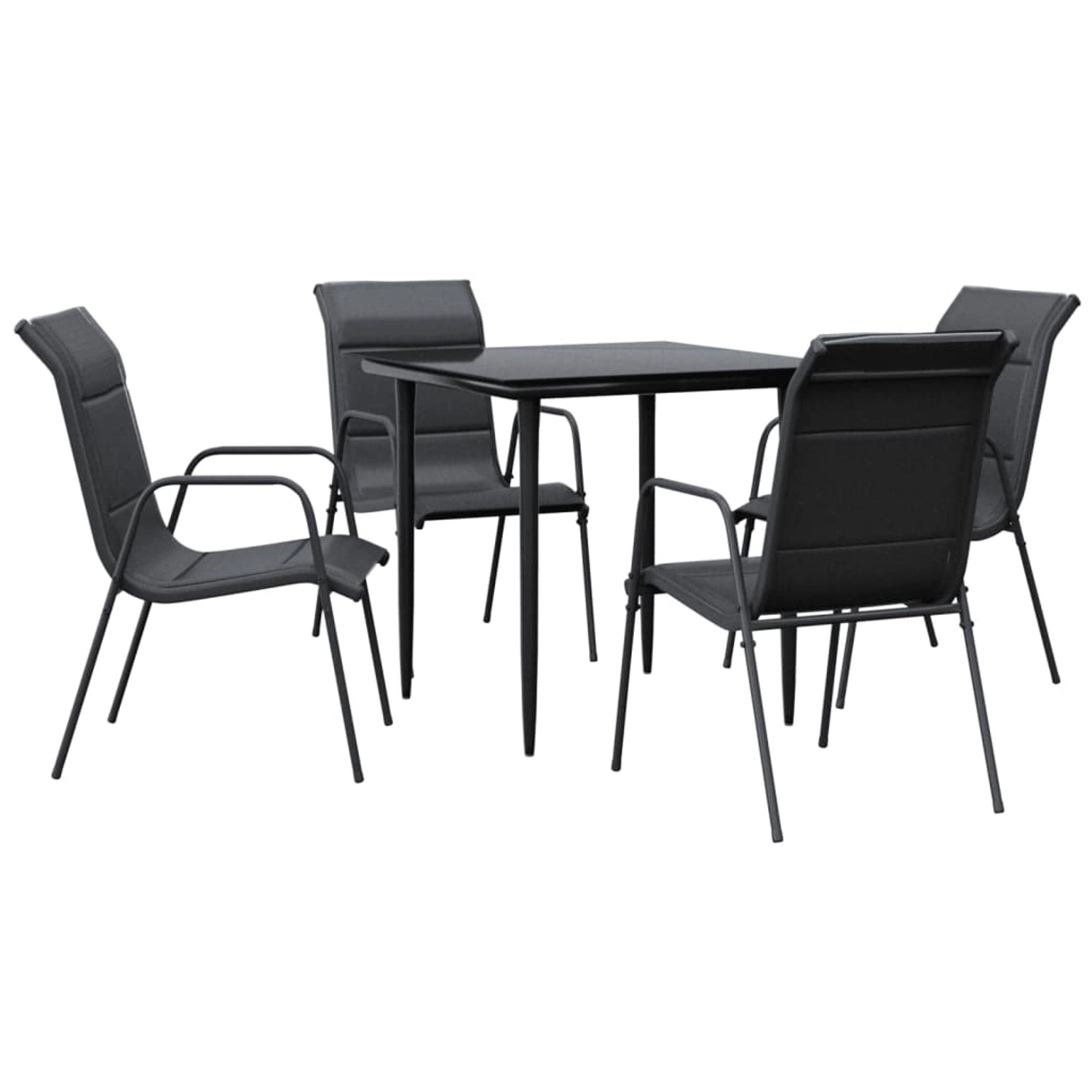 vidaXL 5-Tlg Garten-Essgruppe Schwarz Stahl und Textilene 3200703 günstig online kaufen