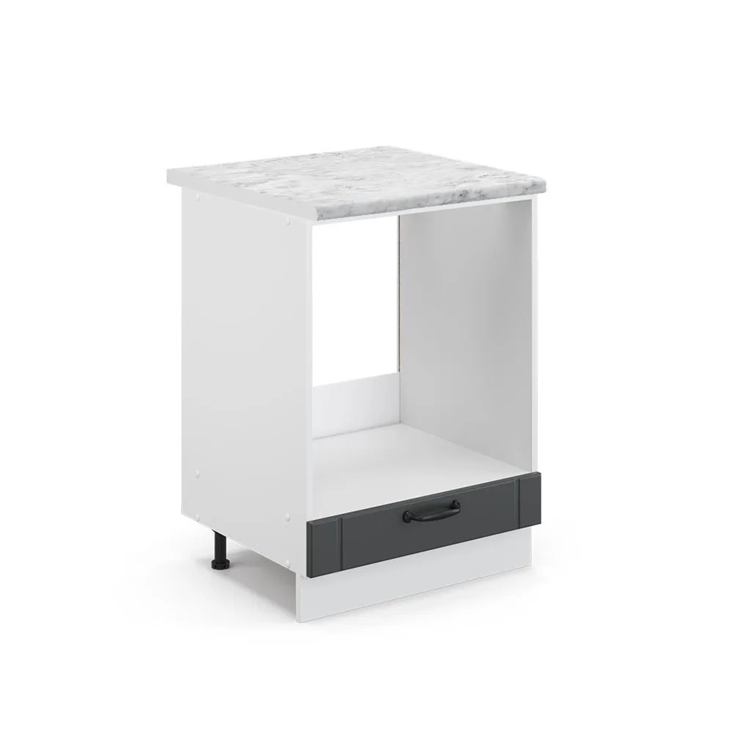 Vicco Herdumbauschrank Fame-Line Anthrazit Landhaus Weiß 60 cm AP Marmor